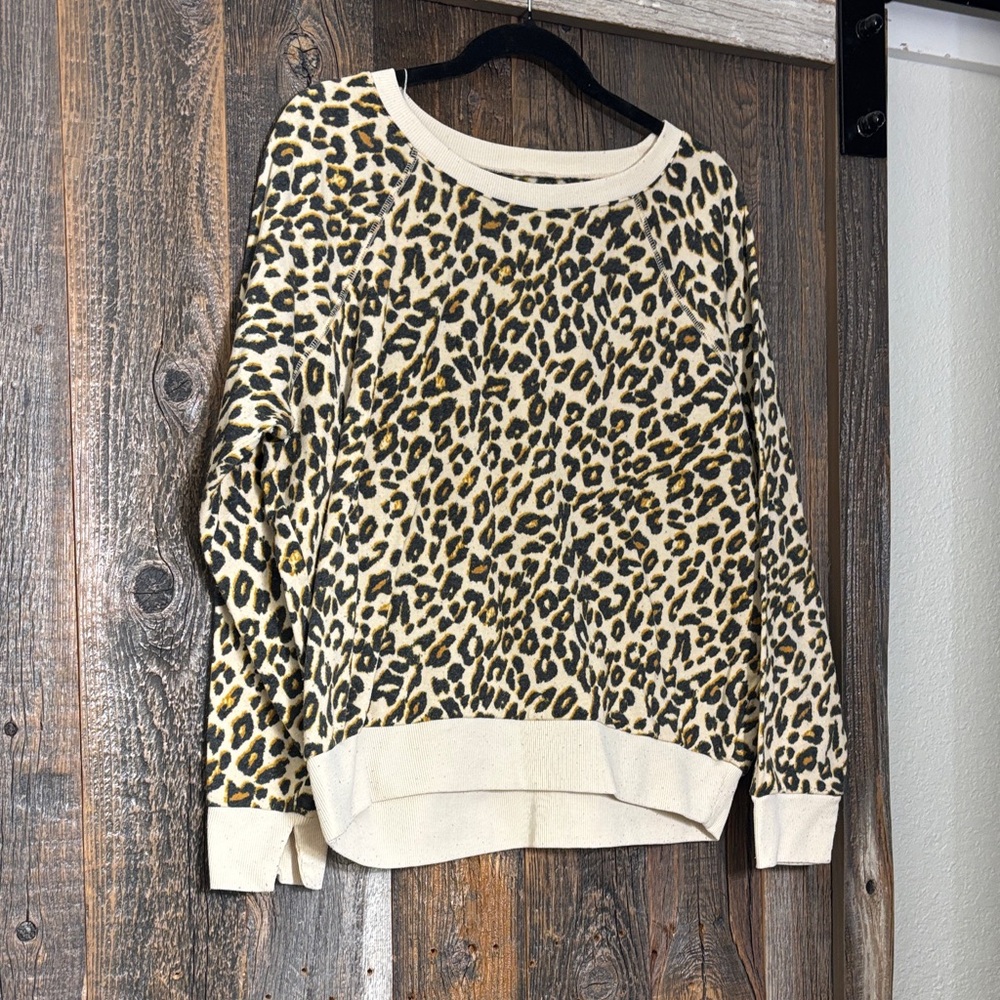 Leopard Print Crewneck sweatshirt- Cream and Tan